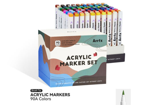 Arrtx 90A Colors Acrylic Marker Pens Paint Brushes